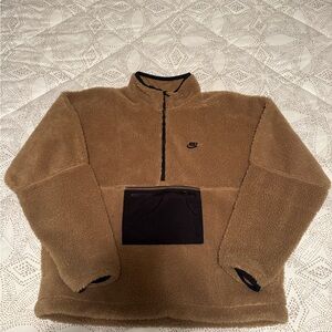 Nike Men's Brown Zip-Up Fleece Sweater